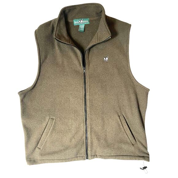 Big Dogs Men’s Brown Fleece Zip Vest Size Large Embroidered Dog Logo - Picture 1 of 8